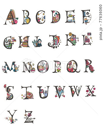 Abc アルファベット 大文字 かわいいイラスト文字のイラスト素材