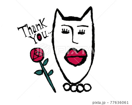 ThankYou メッセージ イラスト文字 猫　 77636061