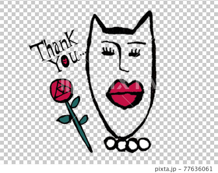 ThankYou メッセージ イラスト文字 猫　 77636061