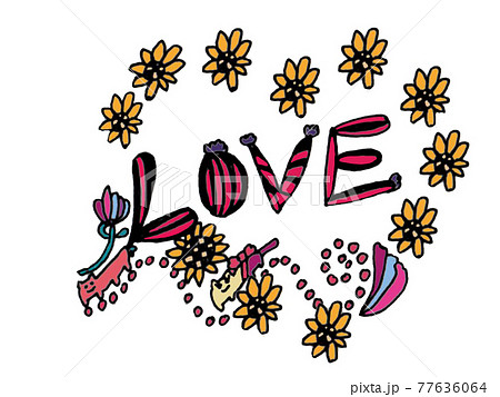 Love メッセージ イラスト文字 POP Love メッセージ イラスト文字 POP 77636064