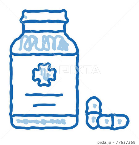 Pills Bottle doodle icon hand drawn illustration Pills Bottle doodle icon hand drawn illustration 77637269