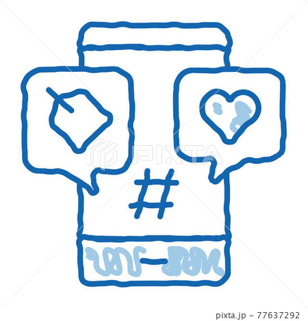 Phone Heart Label doodle icon hand drawn illustration 77637292