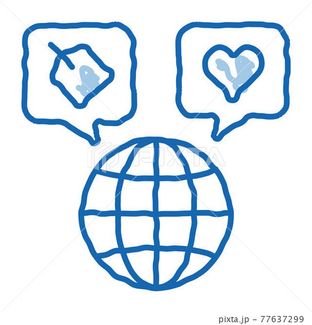 Worldwide Globe doodle icon hand drawn illustration 77637299