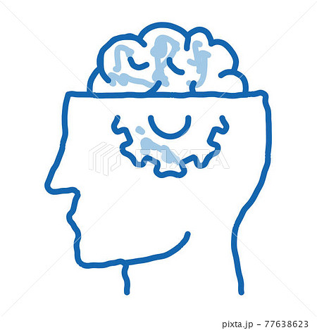 Human Brain Gear doodle icon hand drawn illustration 77638623
