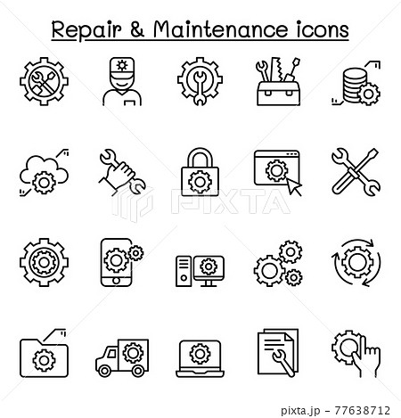 Repair & maintenance icon set in thin line style Repair & maintenance icon set in thin line style 77638712