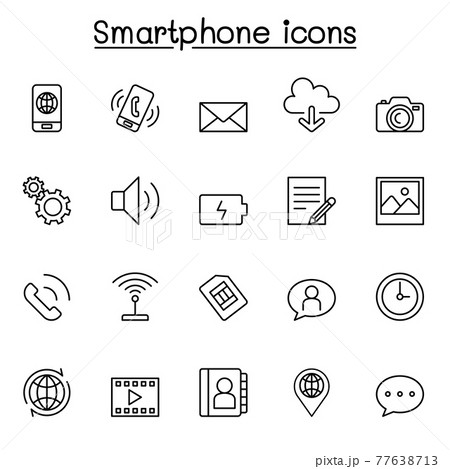 Smartphone icon set in thin line style 77638713
