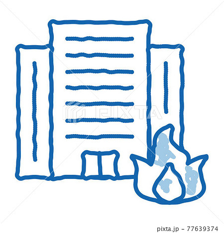 Burning Building House doodle icon hand drawn illustration 77639374