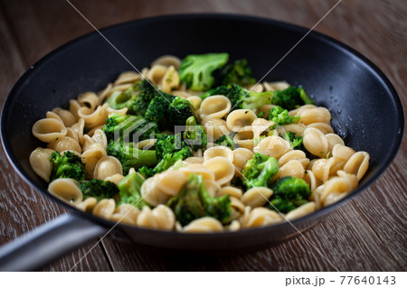 Pasta with Broccoli on a Pan. Typical Italian Dish. 77640143