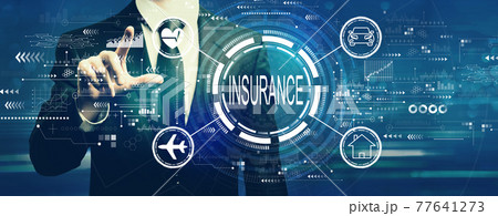 Insurance concept with businessman Insurance concept with businessman 77641273