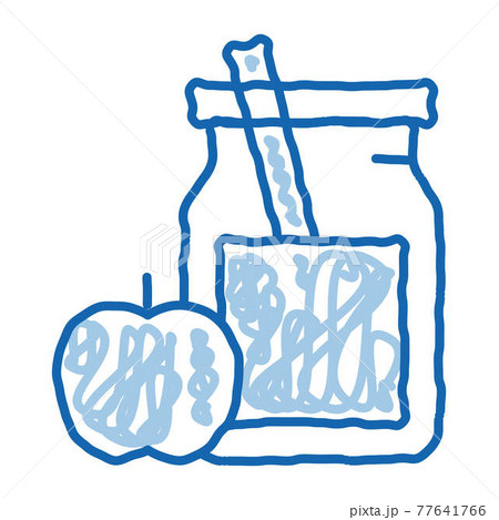 Jar with Healthy Drink and Apple Biohacking doodle icon hand drawn illustration 77641766