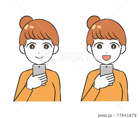 スマホを持つ 女性のイラスト素材 スマホを持つ 女性のイラスト素材