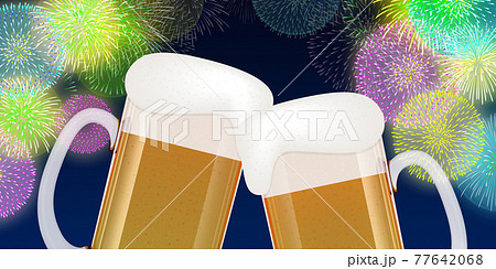 ビール 花火大会 背景素材のイラスト素材