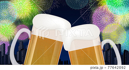 ビール 花火大会 背景素材のイラスト素材 ビール 花火大会 背景素材のイラスト素材