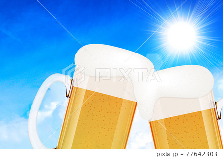 生ビール　青空　背景素材 77642303