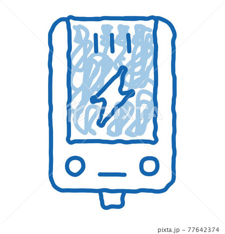 Electronic Main Block Heating System doodle icon hand drawn illustration 77642374
