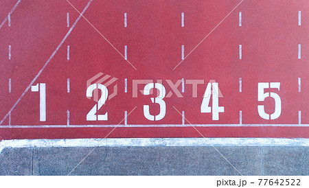 Running track with number in top view Running track with number in top view 77642522