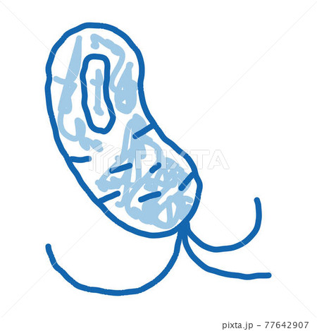 Microscopic Bacterium With Tails doodle icon hand drawn illustration 77642907