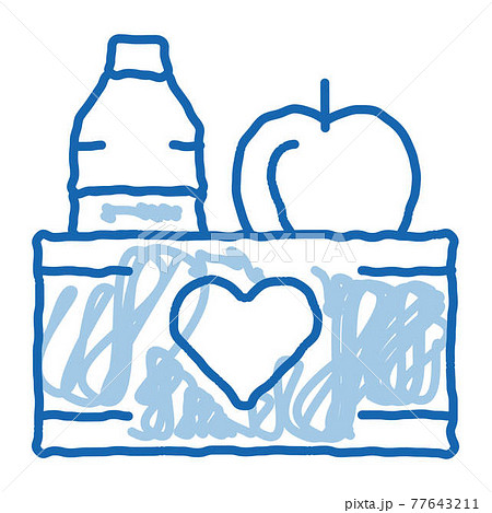 Volunteers Support Food Box doodle icon hand drawn illustration 77643211