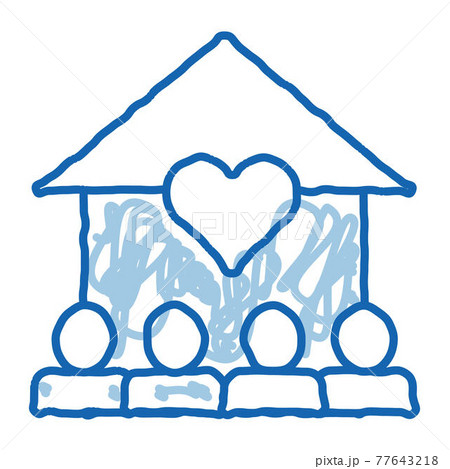Volunteers Support House doodle icon hand drawn illustration 77643218