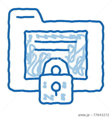 Padlock Site Coding System doodle icon hand drawn illustration 77643272