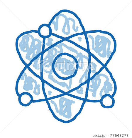 Atom Nucleus And Electron doodle icon hand drawn illustration 77643273