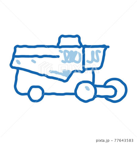 Reaping Harvester Vehicle doodle icon hand drawn illustration 77643583