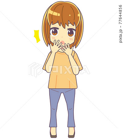 驚いている表情の女性のイラスト素材のイラスト素材