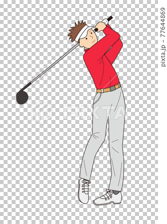 ティーショットを打つ男性ゴルファー ティーショットを打つ男性ゴルファー 77644869