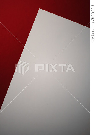 Blank A4 paper, white on red background as office stationery flatlay, luxury branding flat lay and brand identity design for mockup 77645413