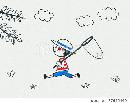 虫取りに行く子供 虫取りに行く子供 77646440