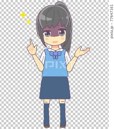 悪だくみをするOL風女性のイラスト素材 77647161