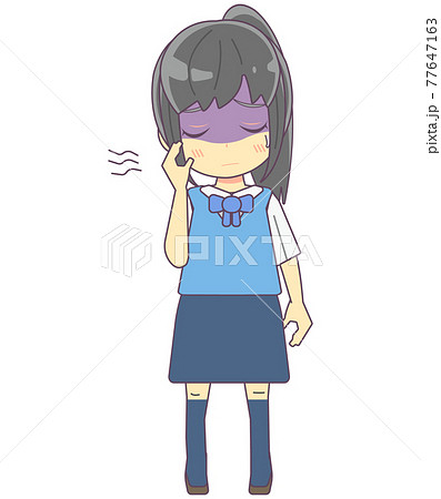 体調不良で顔色の悪いol風女性のイラスト素材のイラスト素材