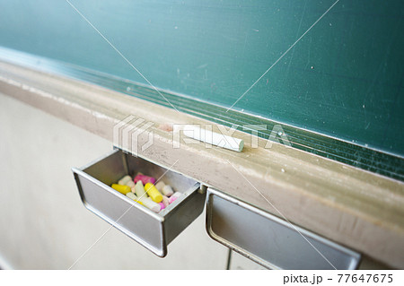 空っぽの教室の黒板 空っぽの教室の黒板 77647675