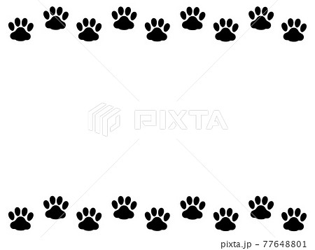 肉球 猫の足跡のシルエットイラストフレームのイラスト素材