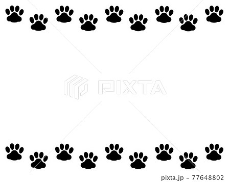 肉球 猫の足跡のシルエットイラストフレーム02のイラスト素材