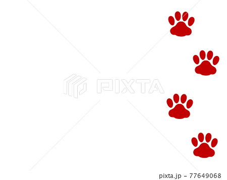 肉球 猫の足跡赤のシルエットイラスト右のイラスト素材