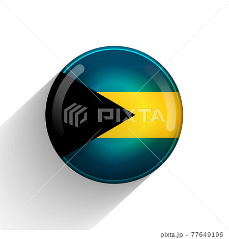 Glass light ball with flag of Bahamas. Round sphere, template icon. National symbol. Glossy realistic ball, 3D abstract vector illustration highlighted on a white background. Big bubble Glass light ball with flag of Bahamas. Round sphere, template icon. National symbol. Glossy realistic ball, 3D abstract vector illustration highlighted on a white background. Big bubble 77649196