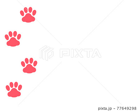 肉球 猫の足跡ピンクのシルエットイラスト左のイラスト素材