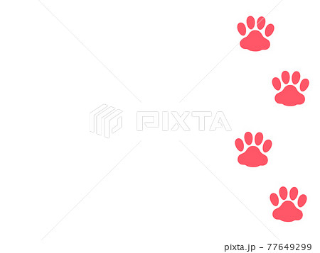 肉球 猫の足跡ピンクのシルエットイラスト右のイラスト素材