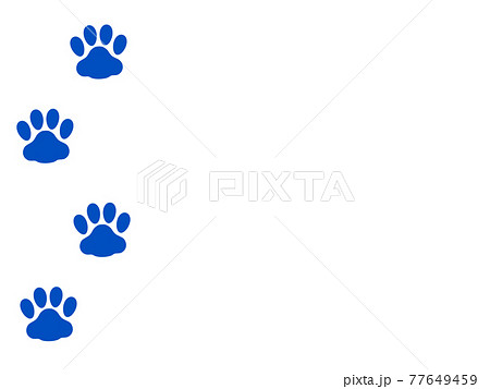 肉球 猫の足跡青のシルエットイラスト左のイラスト素材