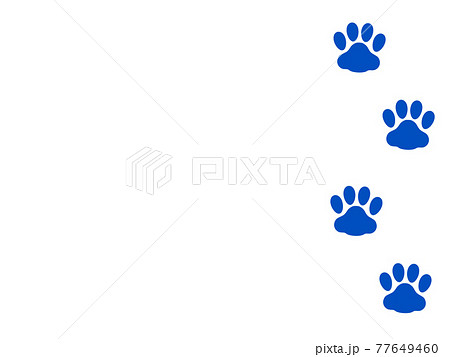 肉球 猫の足跡青のシルエットイラスト右のイラスト素材