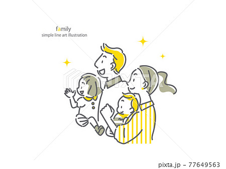 笑顔でポジティブな未来を見つめる家族 私服 笑顔でポジティブな未来を見つめる家族 私服 77649563