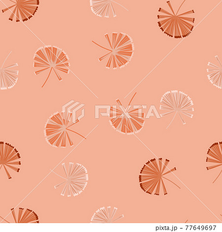 Nature botanic seamless pattern with hand drawn palm licuala ornament. Pink pastel background. 77649697