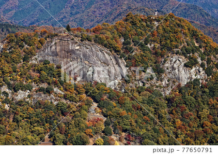 大月・菊花山から見る紅葉の岩殿山 77650791