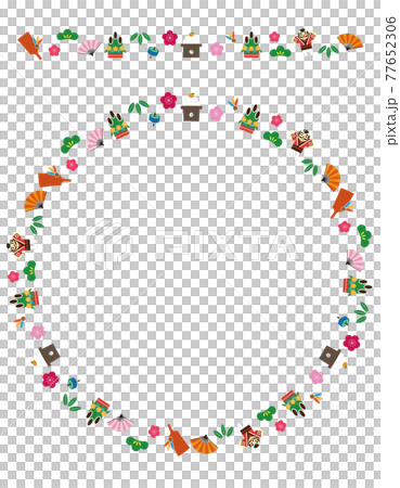 正月飾り01 03 お正月らしい飾りで作ったかわいいフレーム のイラスト素材