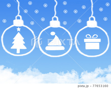 tree , wool hat and gift cloud by christmas concept 77653160