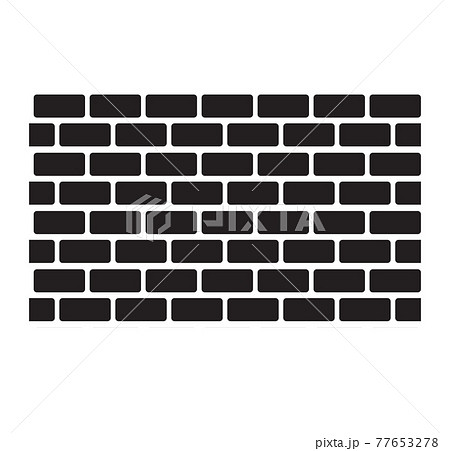 wall brick icon white background. wall sign. black brick wall seamless background. flat style.  77653278