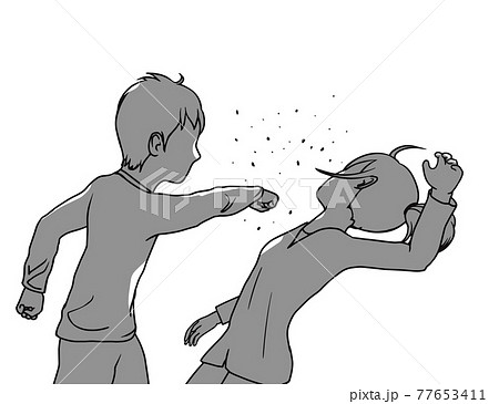 女性を殴る男性のイラスト 暴力 Dvのイラスト素材