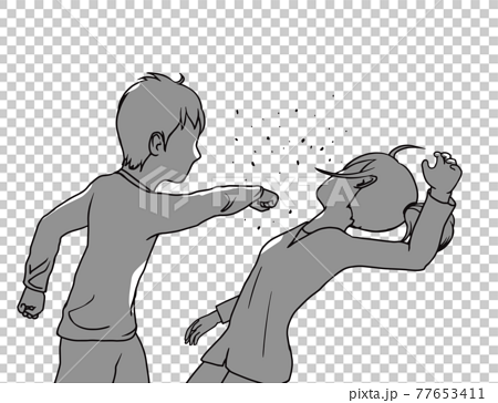 女性を殴る男性のイラスト 暴力 Dvのイラスト素材