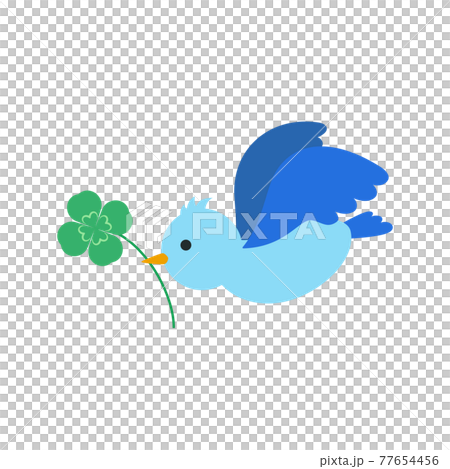 四葉のクローバーを運ぶ幸せの青い鳥のイラスト 四葉のクローバーを運ぶ幸せの青い鳥のイラスト 77654456